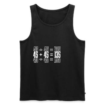 45 + 45 = 135 31 - Men's Premium Organic Tank Top - black - Front - AI Model Male 178 light (178cm)