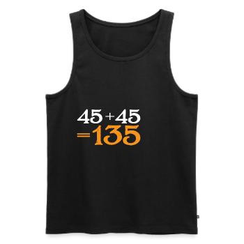 45 + 45 = 135 34 - Men's Premium Organic Tank Top - black - Front - AI Model Male 178 light (178cm)