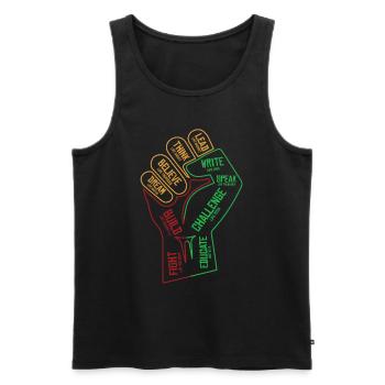 Faust Stark Melanated Educate Dream Believe - Men's Premium Organic Tank Top - black - Front - AI Model Male 178 light (178cm)