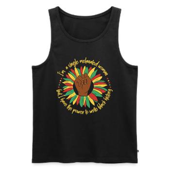 I am a single melanized woman, - Men's Premium Organic Tank Top - black - Front - AI Model Male 178 light (178cm)