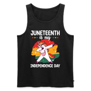 Juneteenth is my independence day unicorn - Men's Premium Organic Tank Top - black - Front - AI Model Male 178 light (178cm)