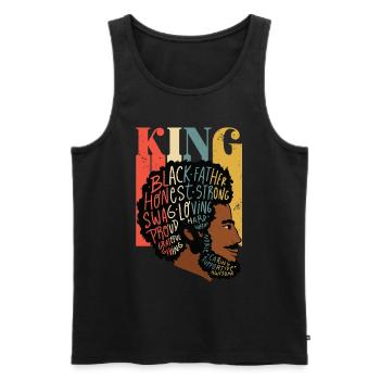 King Proud Melanated Dad Black Father’s Day - Débardeur bio Premium Homme - noir - Devant - AI Model Male 178 light (178cm)