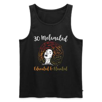 30 Melanated Educated & Elevated Juneteenth - Men's Premium Organic Tank Top - black - Front - AI Model Male 178 light (178cm)
