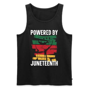 Powered By Juneteenth Proud Melanated - Men's Premium Organic Tank Top - black - Front - Michal (187cm)