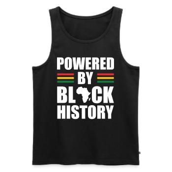 Powered By Black History Independence Day - Men's Premium Organic Tank Top - black - Front - AI Model Male 178 light (178cm)