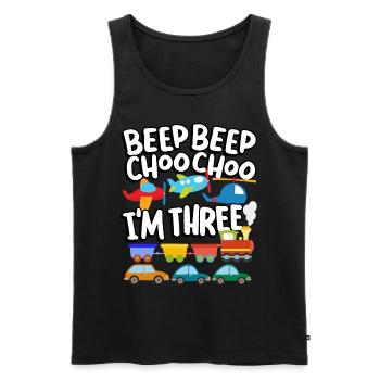 Beep Beep Choo Choo I'm Three Toy Train Car 3. - Men's Premium Organic Tank Top - black - Front - AI Model Male 178 light (178cm)