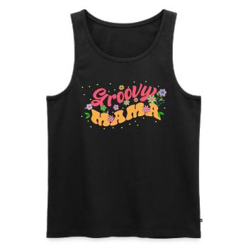 Groovy Mama Floral Fleurs Sauvages Fleurier - Débardeur bio Premium Homme - noir - Devant - Michal (187cm)