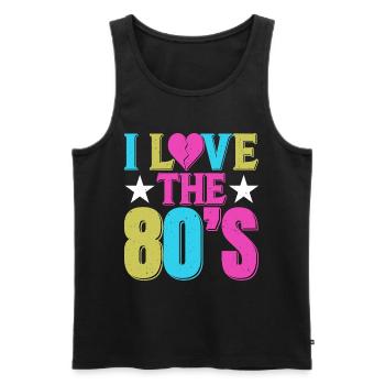 J’adore le vintage rétro des années 80 des années 1980 | Costume des années 80 - Débardeur bio Premium Homme - noir - Devant - AI Model Male 178 light (178cm)
