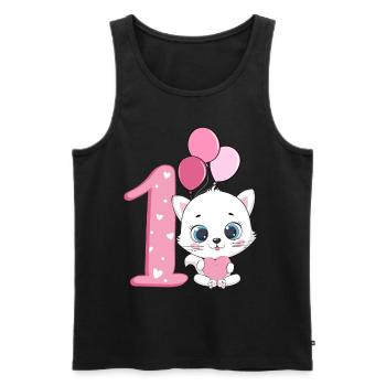 1st Birthday Kitten | Cat Birthday Shirt | Cat - Men's Premium Organic Tank Top - black - Front - Michal (187cm)