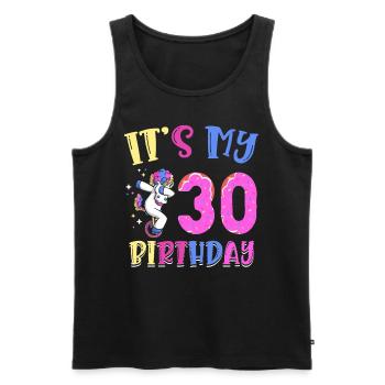 C’est mon 30e anniversaire Dabbing Unicorn Pony - Débardeur bio Premium Homme - noir - Devant - Michal (187cm)