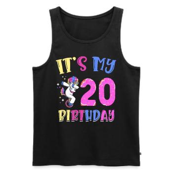 C’est mon 20e anniversaire Dabbing Unicorn Pony - Débardeur bio Premium Homme - noir - Devant - Michal (187cm)