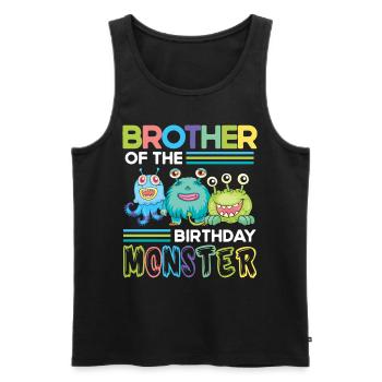 Frère de la famille des monstres d’anniversaire frères et sœurs - Débardeur bio Premium Homme - noir - Devant - AI Model Male 178 light (178cm)