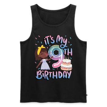 It's my 9th birthday Melanin Kid Juneteenth - Men's Premium Organic Tank Top - black - Front - Michal (187cm)