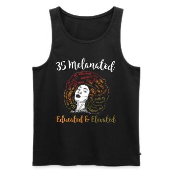 35 Melanated Educated & Elevated Juneteenth - Men's Premium Organic Tank Top - black - Front - AI Model Male 178 light (178cm)