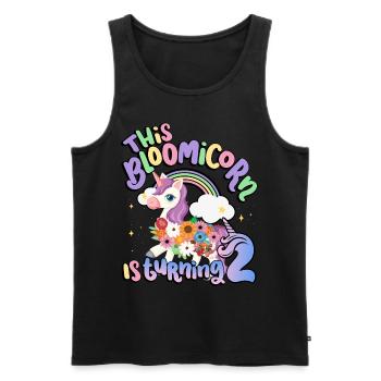 Bloomicorn Is Turning 2 Unicorn 2nd Birthday - Men's Premium Organic Tank Top - black - Front - AI Model Male 178 light (178cm)