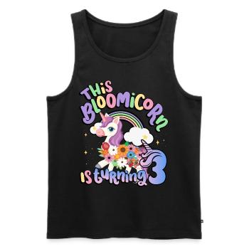 Bloomicorn Is Turning 3 Einhorn 3. Geburtstag - Männer Premium Bio Tank Top - Schwarz - Vorne - Michal (187cm)