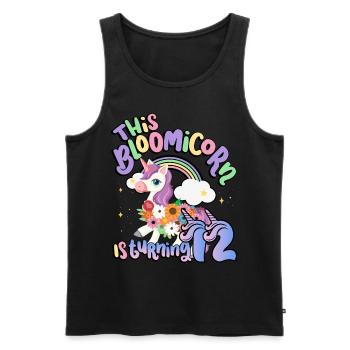 Bloomicorn Is Turning 12 Einhorn 12. Geburtstag - Männer Premium Bio Tank Top - Schwarz - Vorne - Michal (187cm)