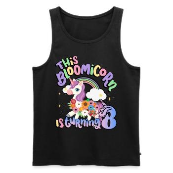 Bloomicorn Is Turning 8 Einhorn 8. Geburtstag - Männer Premium Bio Tank Top - Schwarz - Vorne - Michal (187cm)