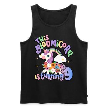 Bloomicorn Is Turning 9 Einhorn 9. Geburtstag - Männer Premium Bio Tank Top - Schwarz - Vorne - Michal (187cm)
