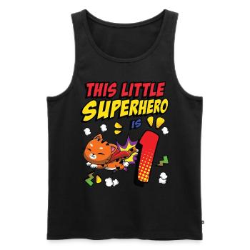 This little superhero is 1 Cat Owner 1st - Men's Premium Organic Tank Top - black - Front - AI Model Male 178 light (178cm)