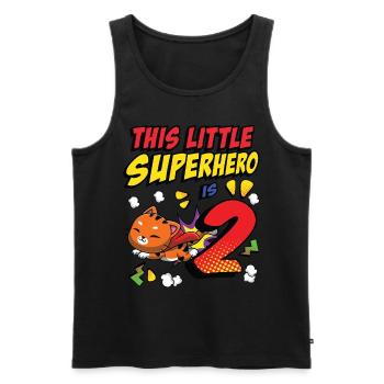This little superhero is 2 cat owners 2. - Men's Premium Organic Tank Top - black - Front - AI Model Male 178 light (178cm)