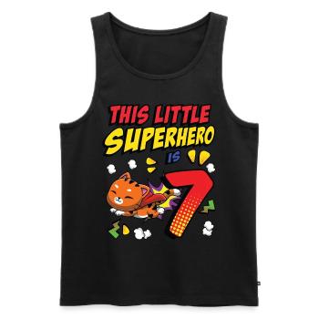 This little superhero is 7 cat owner 7. - Men's Premium Organic Tank Top - black - Front - AI Model Male 178 light (178cm)