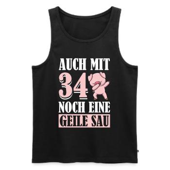 Auch Mit 34 Noch Eine Geile Sau Schwein 34th - Männer Premium Bio Tank Top - Schwarz - Vorne - Michal (187cm)