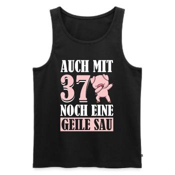 Auch Mit 37 Noch Eine Geile Sau Schwein 37th - Männer Premium Bio Tank Top - Schwarz - Vorne - Michal (187cm)