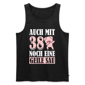 Auch Mit 38 Noch Eine Geile Sau Schwein 38th - Männer Premium Bio Tank Top - Schwarz - Vorne - Michal (187cm)
