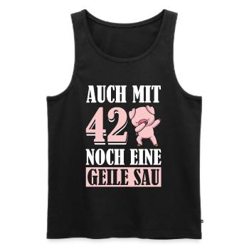 Auch Mit 42 Noch Eine Geile Sau Schwein 42nd - Männer Premium Bio Tank Top - Schwarz - Vorne - Michal (187cm)