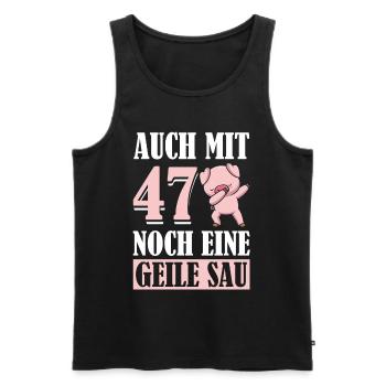 Auch Mit 47 Noch Eine Geile Sau Schwein 47th - Männer Premium Bio Tank Top - Schwarz - Vorne - Michal (187cm)