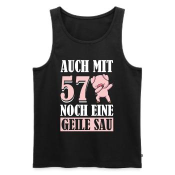 Auch Mit 57 Noch Eine Geile Sau Schwein 57th - Männer Premium Bio Tank Top - Schwarz - Vorne - Michal (187cm)