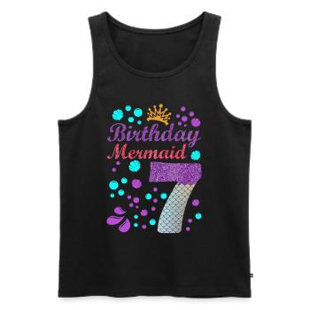Birthday Mermaid 7 Shell Summer Vibe 7 - Men's Premium Organic Tank Top - black - Front - Michal (187cm)