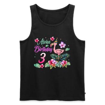 Aloha Birthday 3 Flamingo Bird 3rd Birthday - Men's Premium Organic Tank Top - black - Front - Michal (187cm)