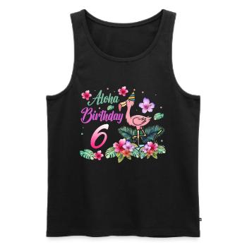 Aloha Anniversaire 6 Flamant Rose Bird 6ème anniversaire - Débardeur bio Premium Homme - noir - Devant - Michal (187cm)
