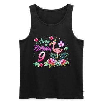 Aloha Geburtstag 9 Flamingo Vogel 9. Geburtstag - Männer Premium Bio Tank Top - Schwarz - Vorne - Michal (187cm)