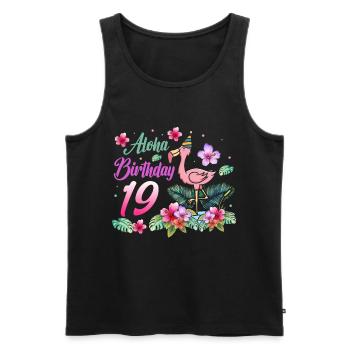 Aloha Geburtstag 19 Flamingo Vogel 19. Geburtstag - Männer Premium Bio Tank Top - Schwarz - Vorne - Michal (187cm)