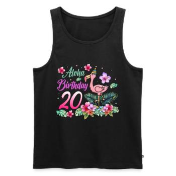 Aloha Anniversaire 20 Flamant rose Oiseau 20e anniversaire - Débardeur bio Premium Homme - noir - Devant - Michal (187cm)