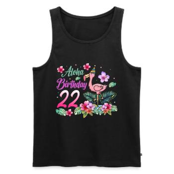 Aloha Anniversaire 2 Flamant rose Oiseau 22e anniversaire - Débardeur bio Premium Homme - noir - Devant - Michal (187cm)