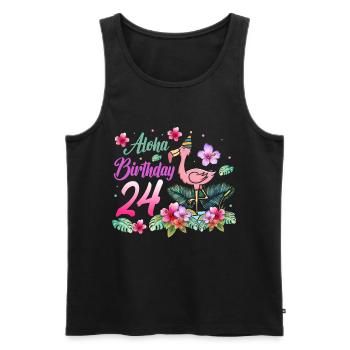 Aloha Geburtstag 24 Flamingo Vogel 24. Geburtstag - Männer Premium Bio Tank Top - Schwarz - Vorne - AI Model Male 178 light (178cm)