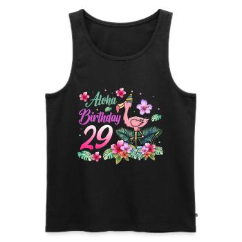 Aloha Anniversaire 29 Flamant rose Oiseau 29e anniversaire - Débardeur bio Premium Homme - noir - Devant - Michal (187cm)