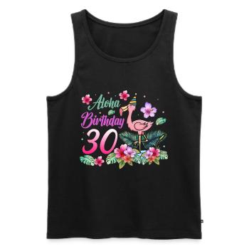 Aloha Anniversaire 30 Flamant rose Oiseau 30e anniversaire - Débardeur bio Premium Homme - noir - Devant - Michal (187cm)