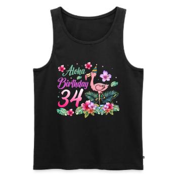 Aloha Geburtstag 34 Flamingo Vogel 34. Geburtstag - Männer Premium Bio Tank Top - Schwarz - Vorne - Michal (187cm)