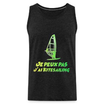 Je peux pas j'ai Kitesailing - Débardeur bio Premium Homme - charbon - Devant - Alexander (188cm)