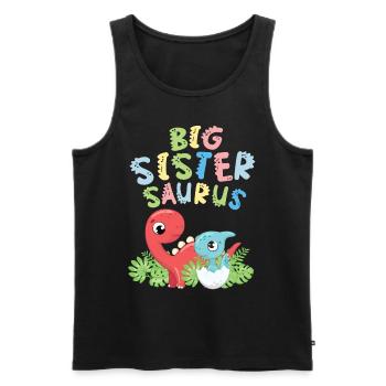 Große Schwester Saurus Geschwister Herbivore - Männer Premium Bio Tank Top - Schwarz - Vorne - Michal (187cm)