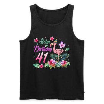 Aloha Geburtstag 41 Flamingo Vogel 41st - Männer Premium Bio Tank Top - Schwarz - Vorne - Michal (187cm)