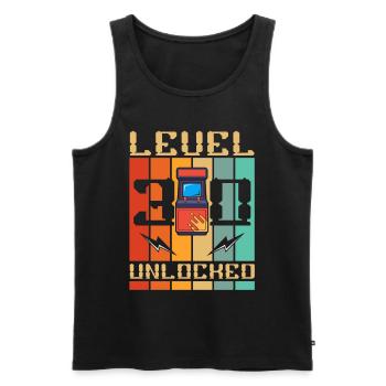 Level 30 Unlocked Arcade Machine Gamer 30. - Men's Premium Organic Tank Top - black - Front - AI Model Male 178 light (178cm)