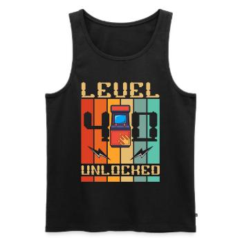 Level 40 Unlocked Arcade Machine Gamer 40. - Men's Premium Organic Tank Top - black - Front - AI Model Male 178 light (178cm)