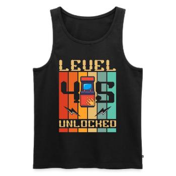 Niveau 45 Machine d’arcade débloquée Gamer 45. - Débardeur bio Premium Homme - noir - Devant - AI Model Male 178 light (178cm)