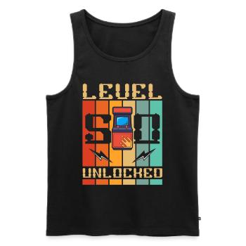 Niveau 50 Machine d’arcade débloquée Gamer 50. - Débardeur bio Premium Homme - noir - Devant - AI Model Male 178 light (178cm)